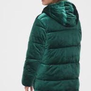 gap green velvet puffer jacket